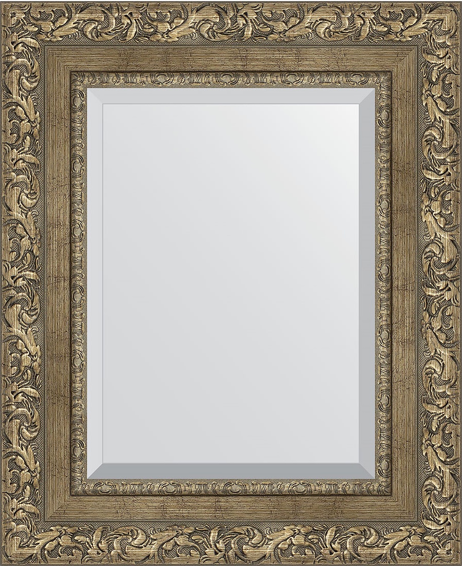 BY 3359 Зеркало с фацетом в багетной раме - виньетка античная латунь 85 mm EVOFORM Exclusive