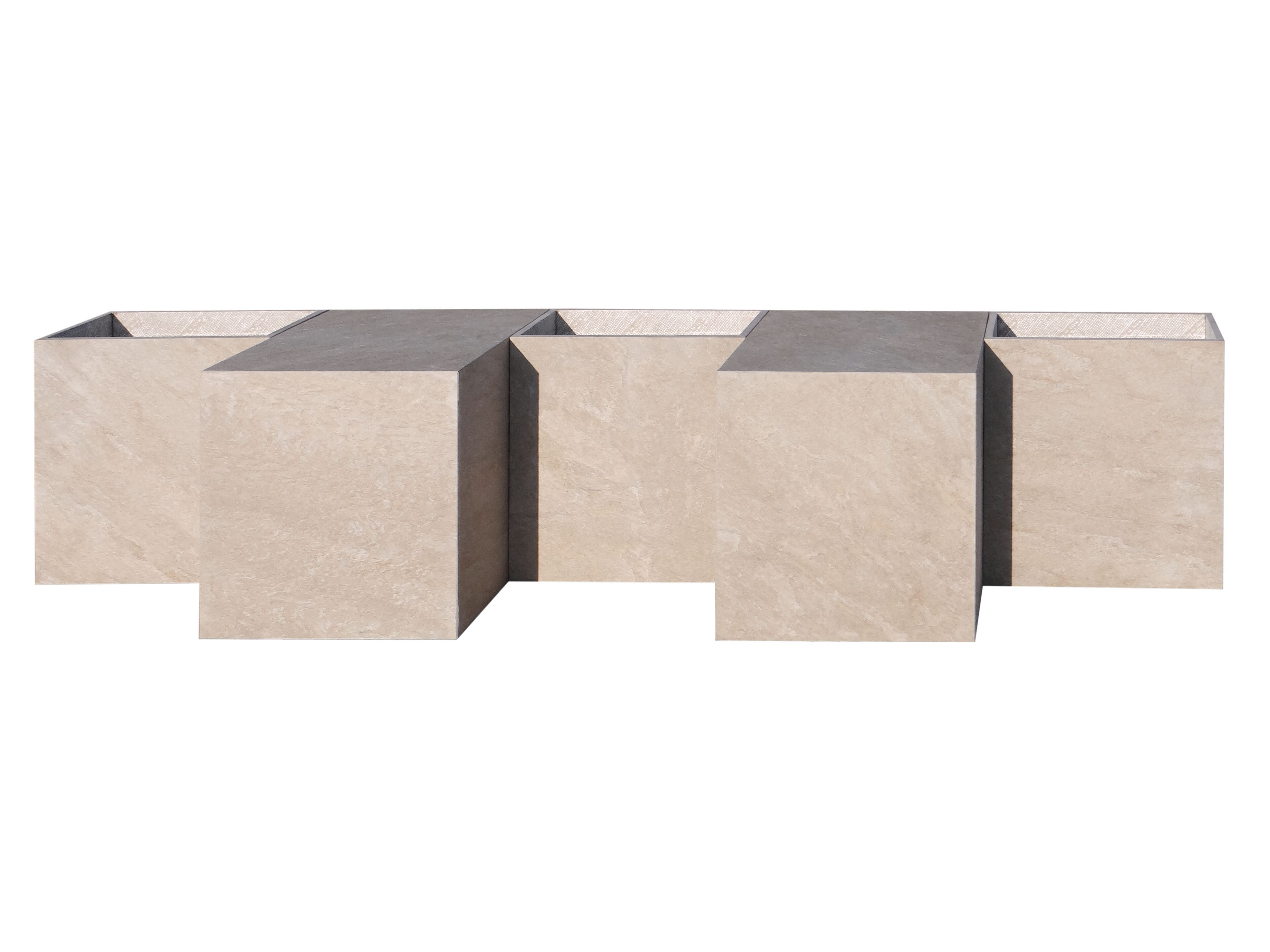 Спеченная каменная скамья со встроенной плантатором PIETRA SINTERIZZATA BRICKS ARCH-00110802