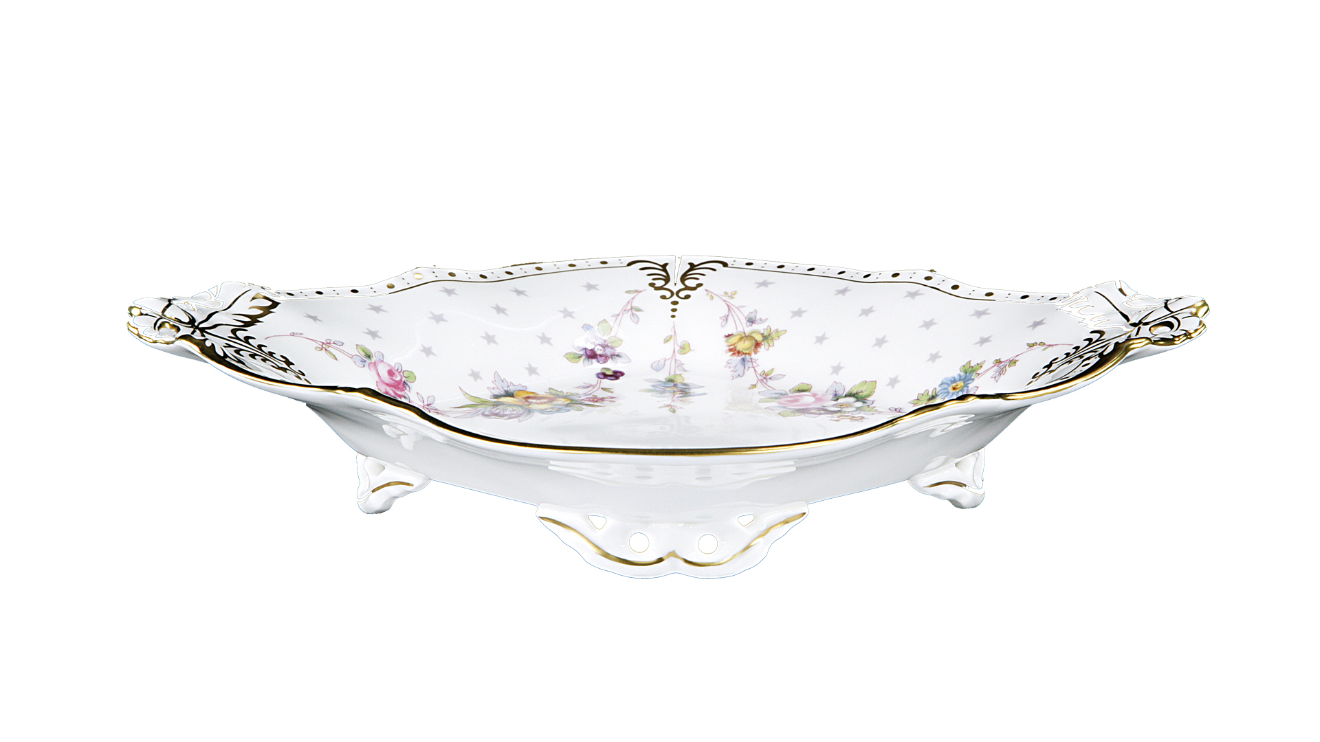 68815 Royal Crown Derby Блюдо квадратное на ножках Royal Crown Derby "Роял Антуанетта" 23см Фарфор костяной  - Вид №1