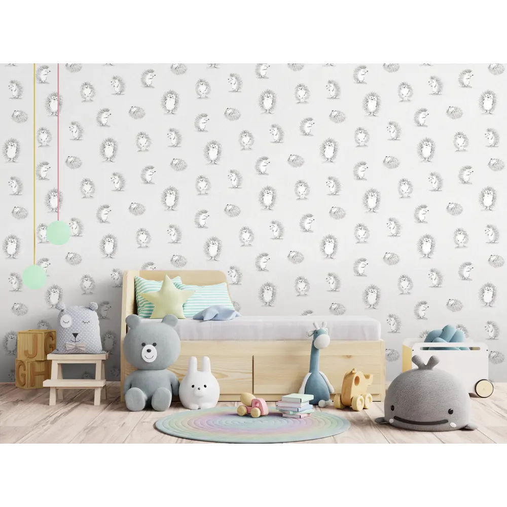 Обои флизелиновые Ateliero Ежики серые 1.06 м AT88192-06 89346344 STLM-2101217 Ёжики - Вид №3