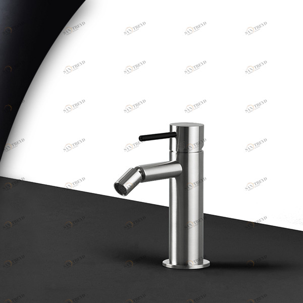 Смеситель для биде сталь матовая с черной ручкой Toki Radomonte TKS4SCIL12