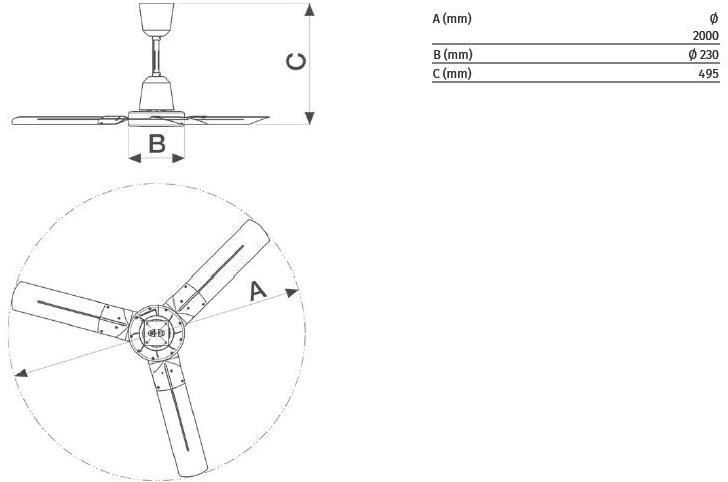 Vortice Реверсивный промышленный потолочный вентилятор Nordik hd 61023 - Вид №3