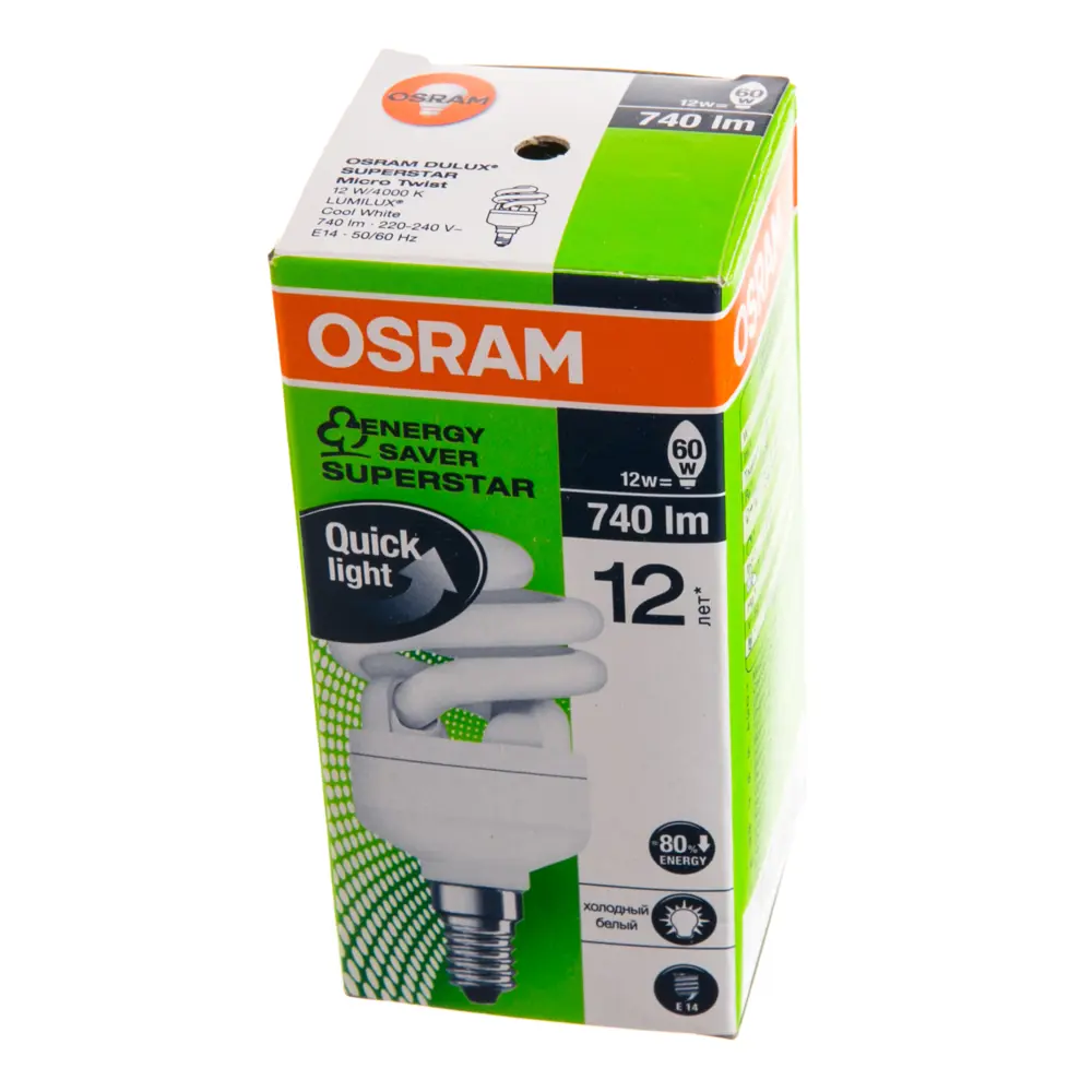 Лампа энергосберегающая Osram спираль E14 11 Вт свет холодный белый 13528162 STLM-2199570  - Вид №1
