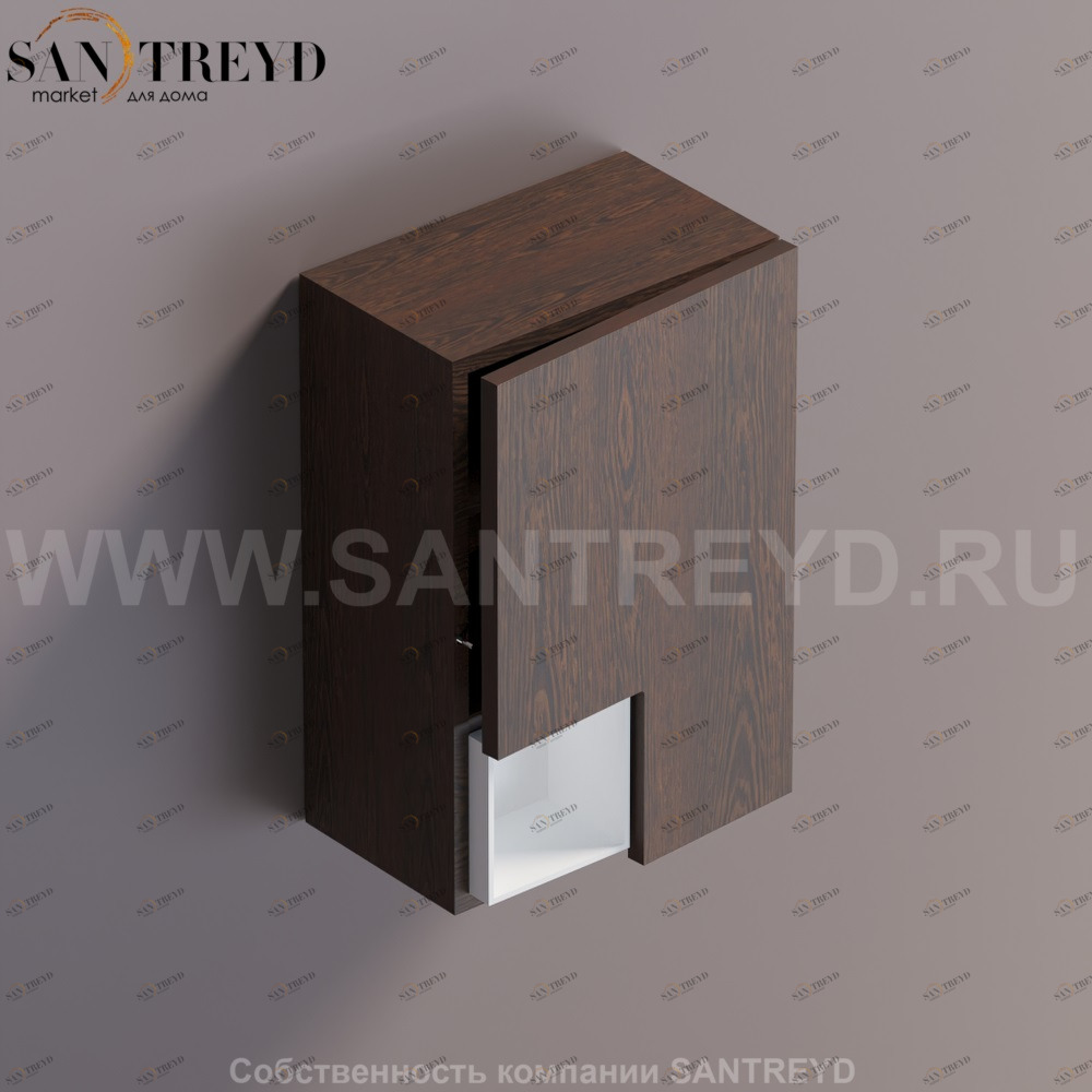 FLAT V Подвесной шкаф с мыльницей с петлями справа. Отделка: коричневый дуб. AFXMO239042RURU Agape