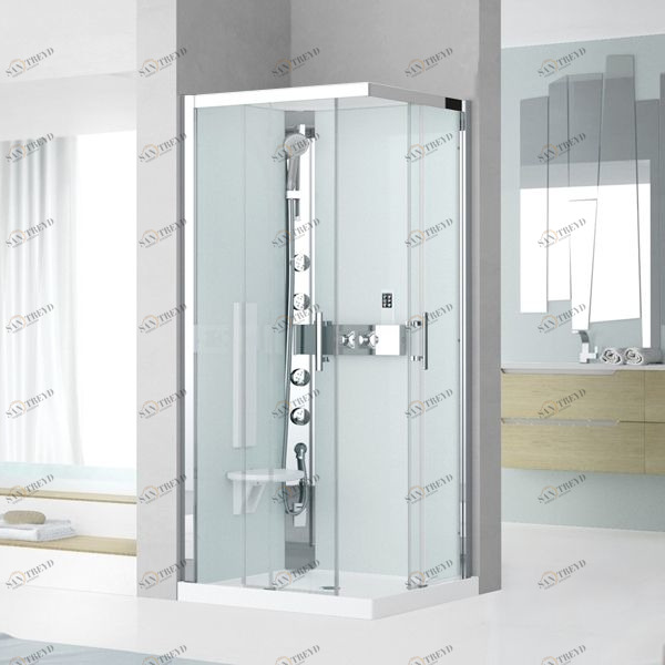 Душевая кабина термостатическая 80x80 GLAX 3 A80 HYDROMASSAGE Novellini GLAX 3 с высоким душевым поддоном и серебристым профилем GL3A89T11B