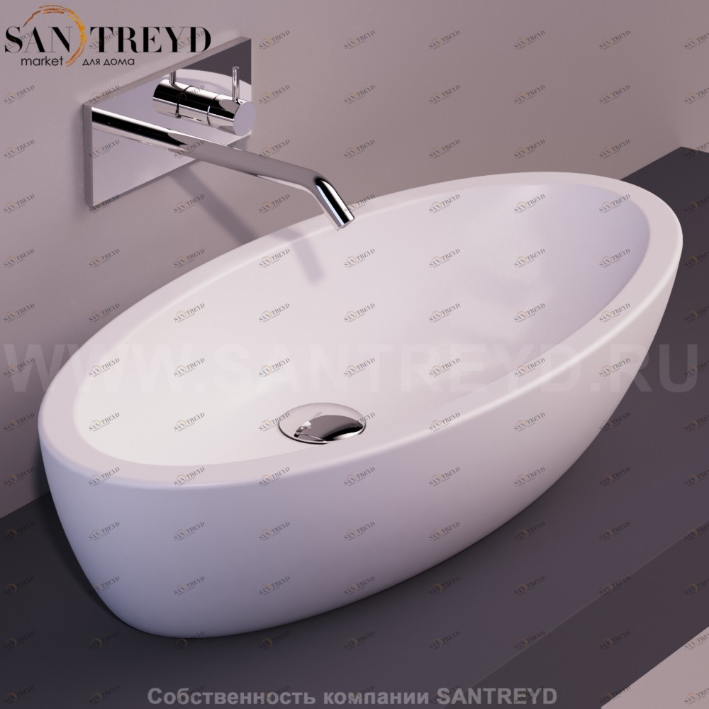 LFT64BIANCOMATT Накладная раковина на столешницу  овальная Simas LFT Spazio