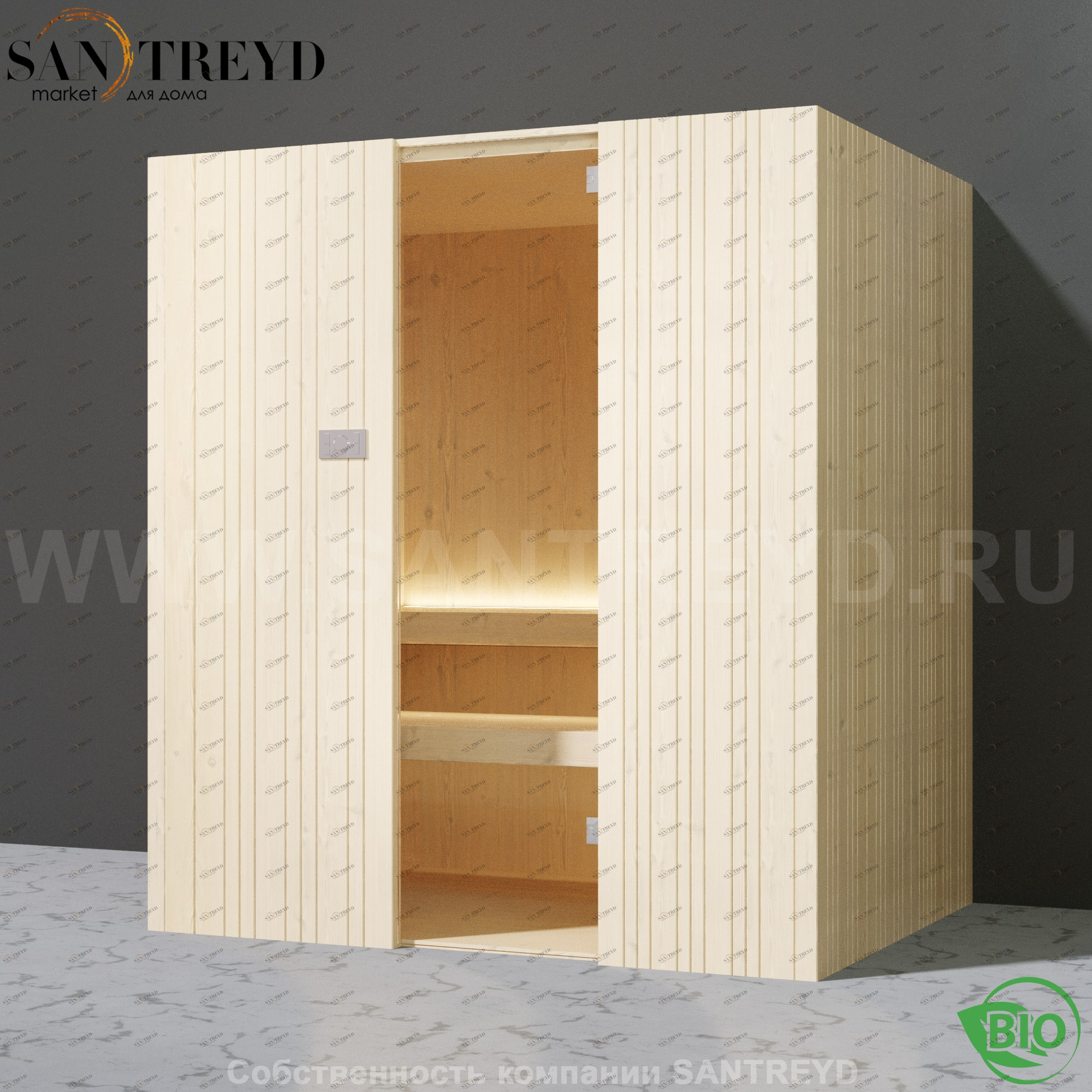 Effegibi AUKI BI50450049 Био-сауна. Установка: к стене. Мощность: 4,5 кВт макс. Размеры: длина 189 см, ширина 126 см. Отделка: ель.