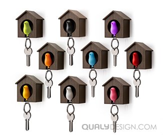 Держатель+брелок для ключей sparrow белый-черный QUALY  253172 Черный  - Вид №3