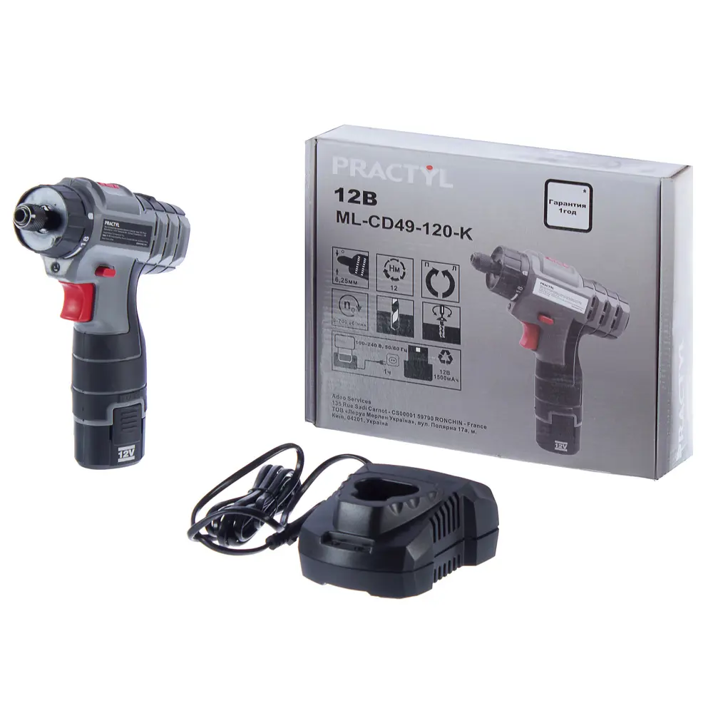 Шуруповерт аккумуляторный Practyl ML-CD49-120-K, 12 В Li-ion 1.5 Ач STLM-2108912 - Вид №3