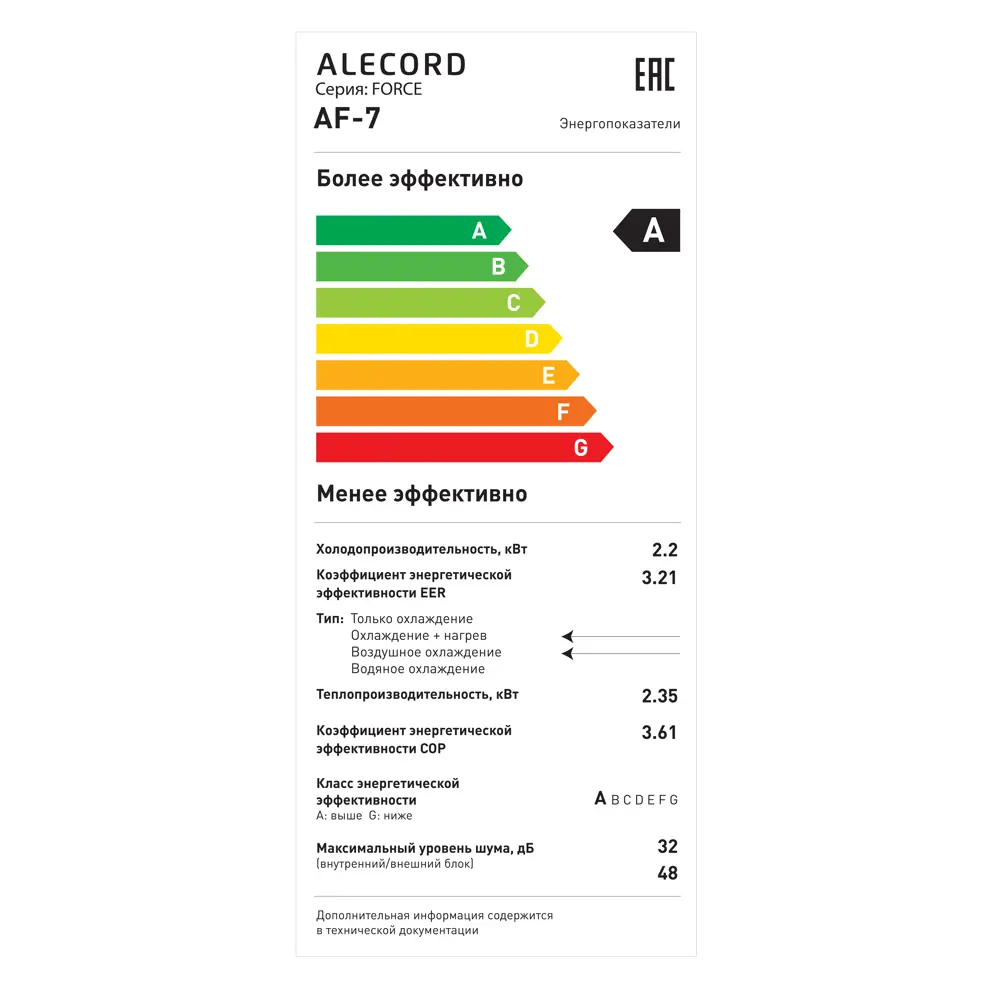 Сплит-система Alecord AF/7, 7K BTU охлаждение/обогрев 82576817 STLM-2114382  - Вид №5