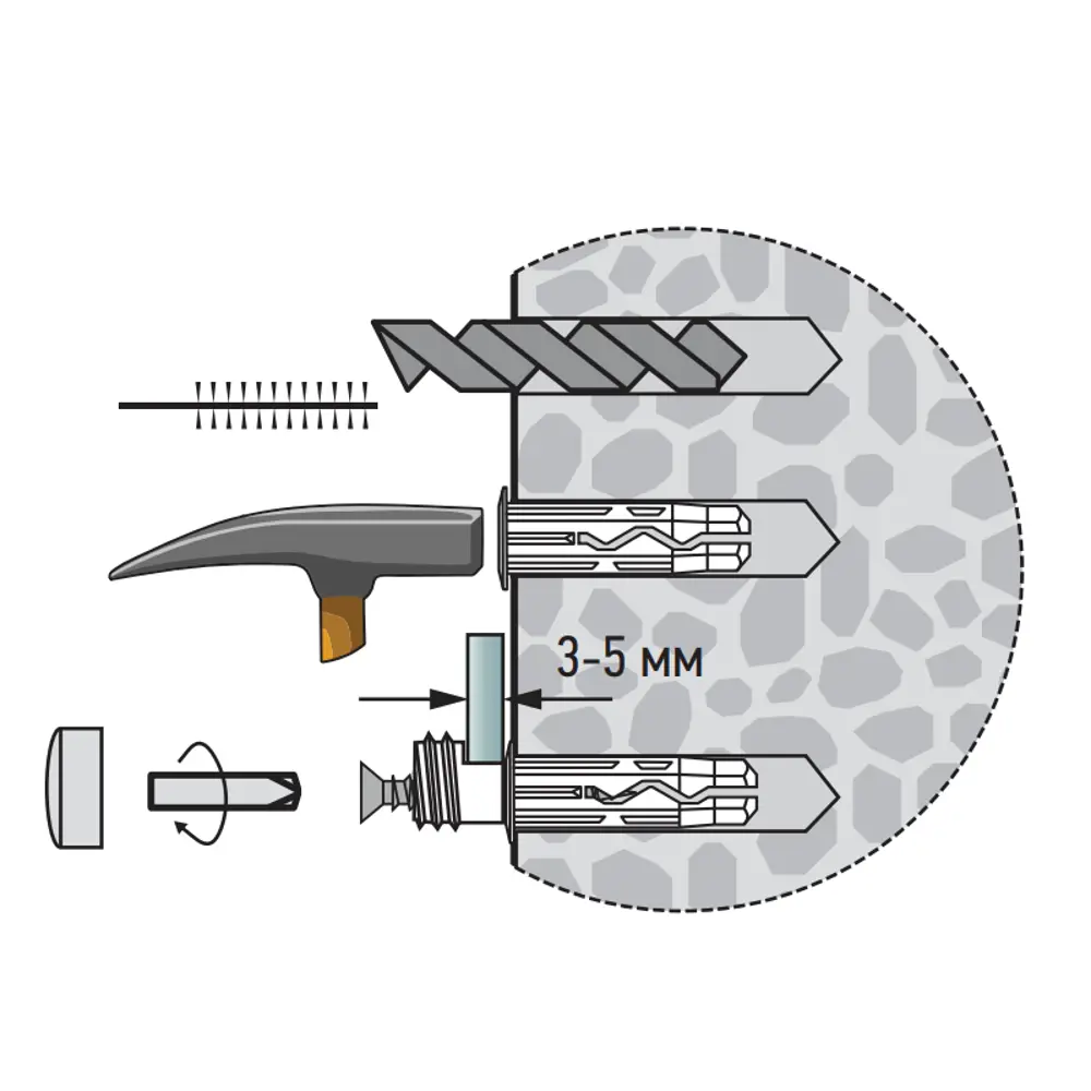 Крепление для зеркала 18 мм металл/пластик рифленое цвет хром 4 шт ЕВРОПАРТНЕР STLM-2162771 - Вид №3