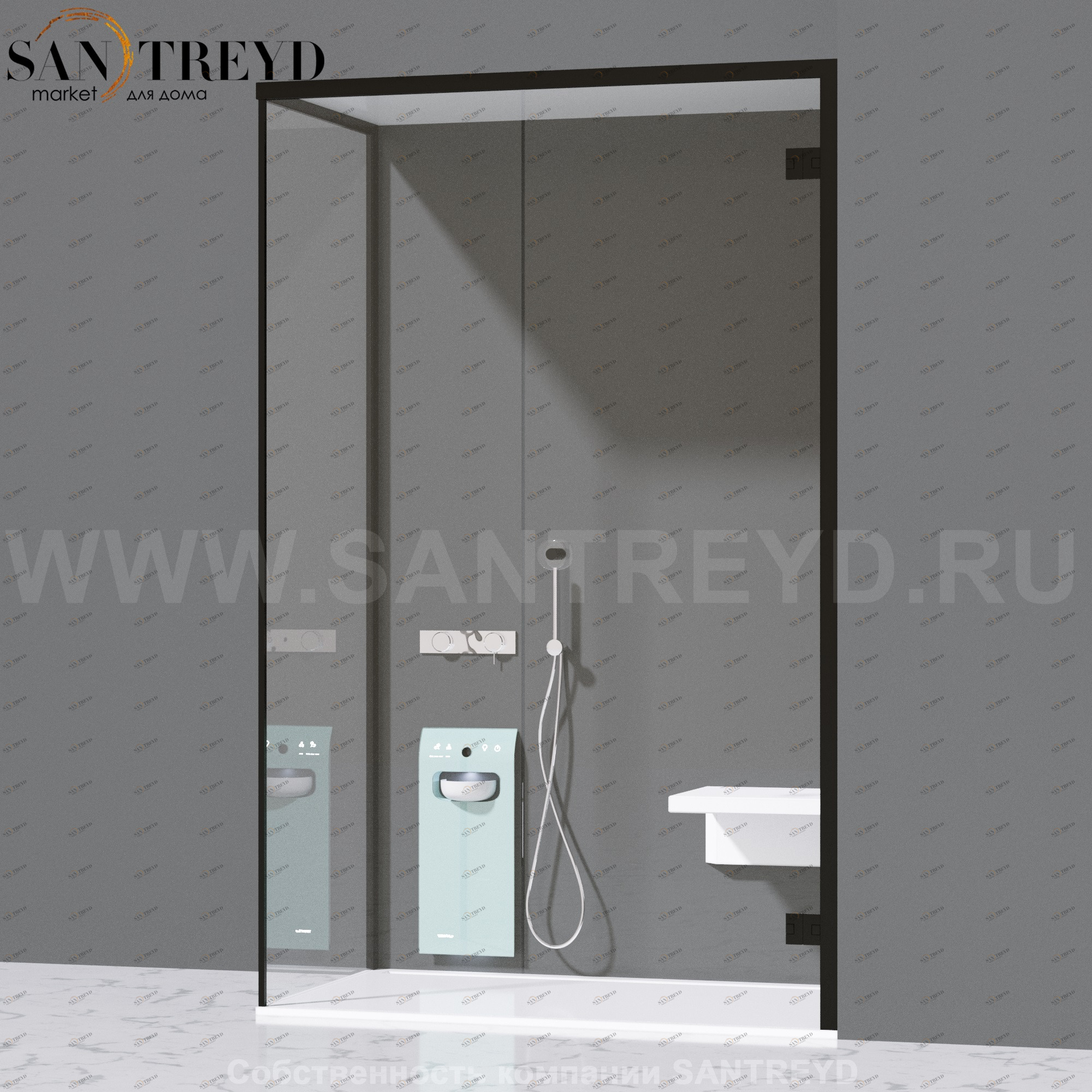 Effegibi FITBOX A Душевая кабина с профилем из черного алюминия. Установка: в правый угол. Размеры: длина 139 см, высота 220 см. Дверные петли у стены FB10020006