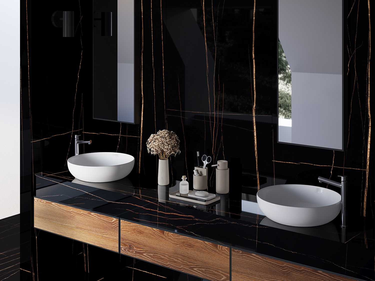 Черный бриллиант интерьера: керамический слэб Sahara Black STP-ST145 INCOLOR Double Polished - Вид №6