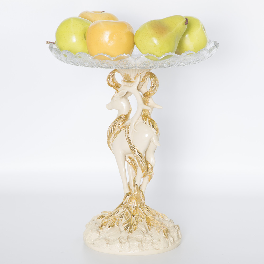52091 BOGACHO Фруктовница-конфетница Лань Артемиды - 6 Айвори мрамор / стекло  - Вид №4
