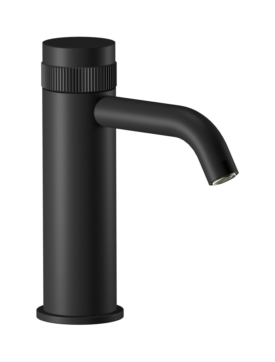 Монорычажный прогрессивный смеситель на раковину в комплекте с донным клапаном. WE ARE IB rx200np Matt Black Reflex