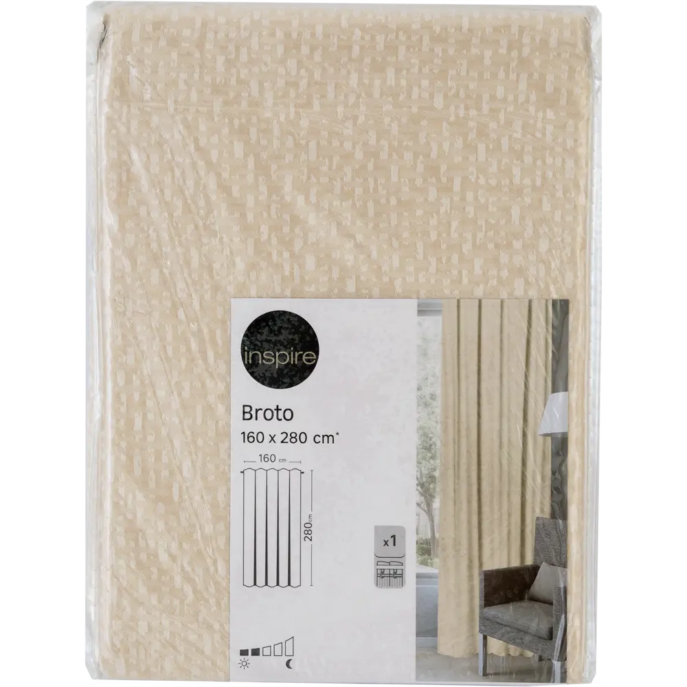 Штора на ленте Broto 160x280 см цвет бежевый 83406968 STLM-2108760 INSPIRE  - Вид №4