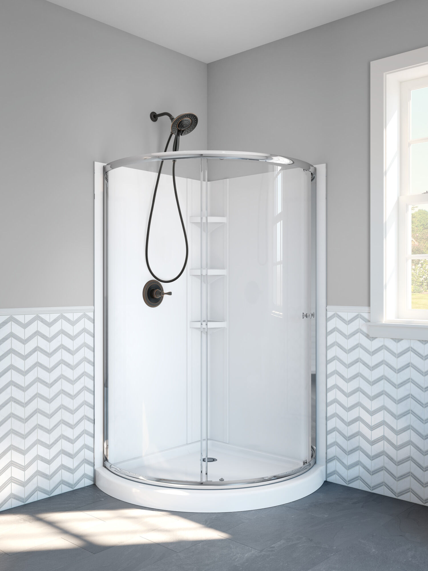 Круглый душевой поддон 38 дюймов из OPP Delta Faucet B711912-3838-WH - Вид №2