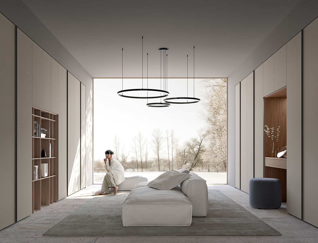 Секционный шкаф с деревянной отделкой canvas Adok ателье ARCH-00023626 - Вид №1