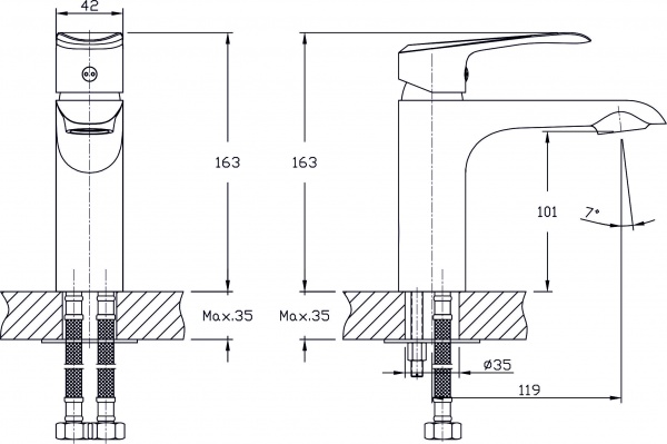 Смеситель для раковины Rush Gozo GZ3735-11 хром 11522114 - Вид №1