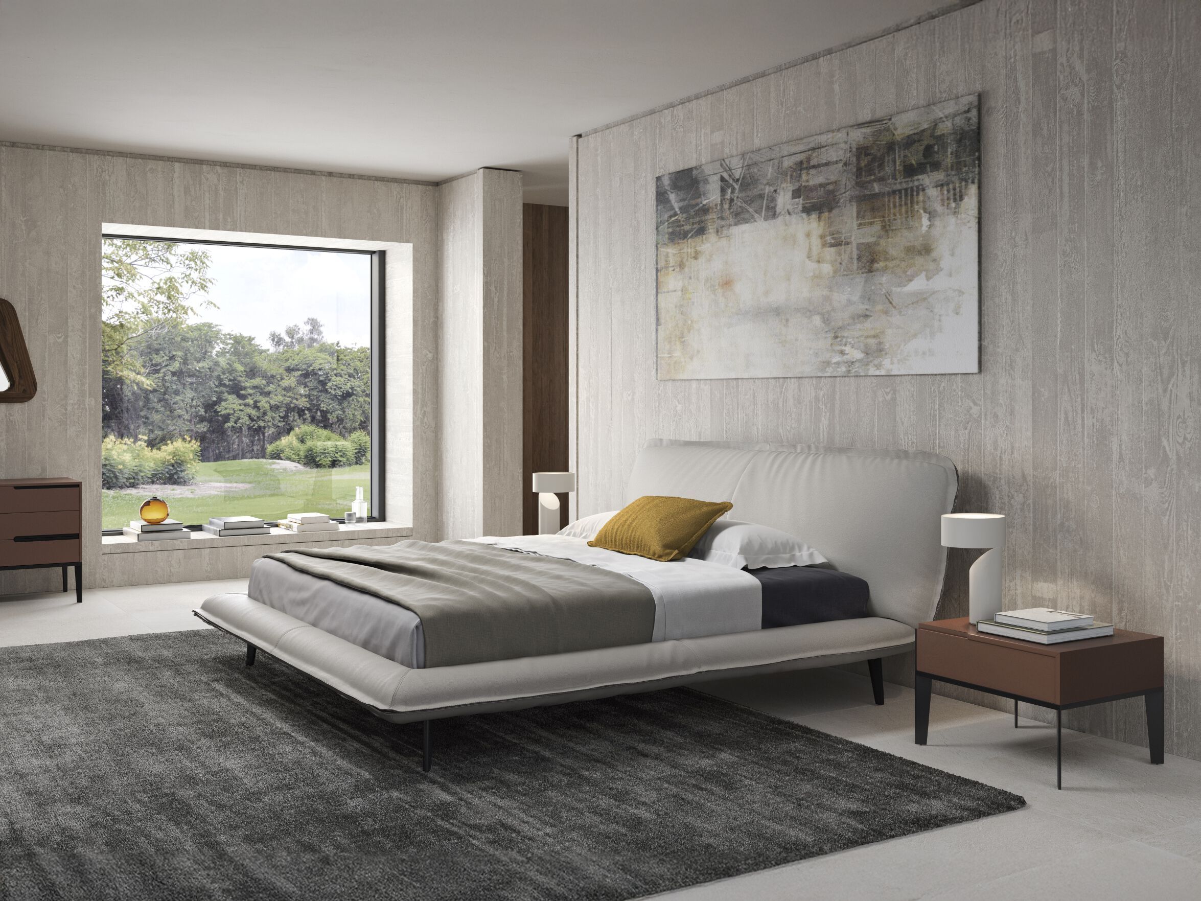 Кожаная мягкая двуспальная кровать Natuzzi Italia PIUMA ARCH-00130406 - Вид №7