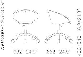 Pedrali Офисное кресло из поликарбоната с 5 спицами на колесиках Gliss 961 - Вид №3