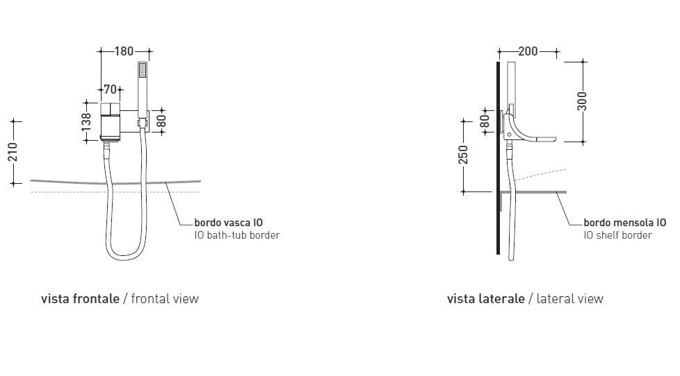 Настенный смеситель для ванны с ручным душем Ceramica Flaminia Да ARCH-00007788 - Вид №1
