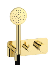 Прогрессивный настенный смеситель для душа на 3 потребителя со встроенным душевым гарнитуром. WE ARE IB rx314ii Pale Gold Reflex