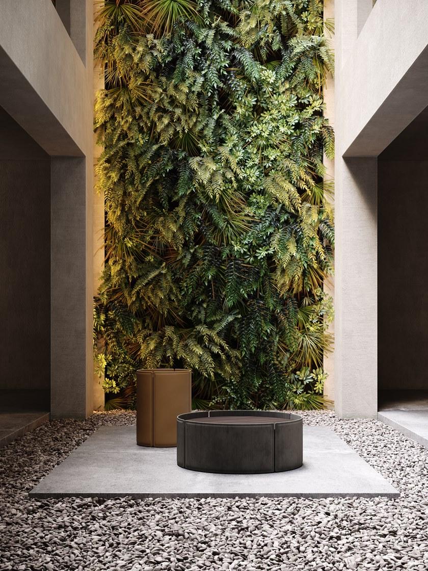 Domkapa Высокий круглый журнальный столик обтянутый кожей sun-id-1484270 - Вид №3