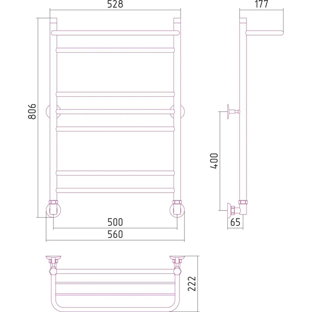 СУНЕРЖА Водяной полотенцесушитель-лесенка с полкой из нержавеющей стали 17156061 STLM-0007597 - Вид №2