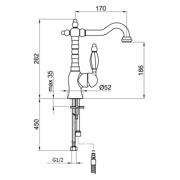 AL831802065 Смеситель для раковины Webert Alexandra - Вид №1