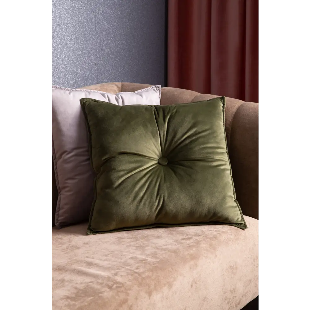 Подушка с пуговицей Бархат 43x43 см цвет зеленый LINEN WAY STLM-2119626 - Вид №3