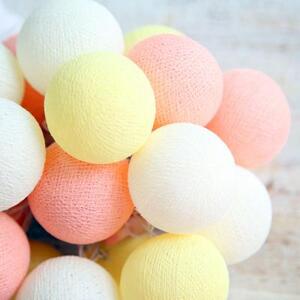 Гирлянда из хлопковых шариков от батареек на 20 лампочек солнечный персик