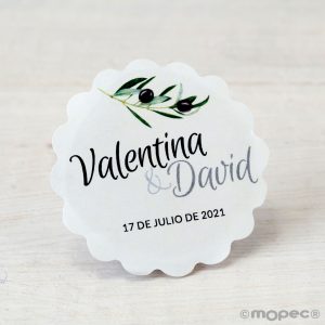 X431 PERS. 48 Клеящие этикетки пользовательские волны «оливковые ветки» Dekoraniaevents Bodas