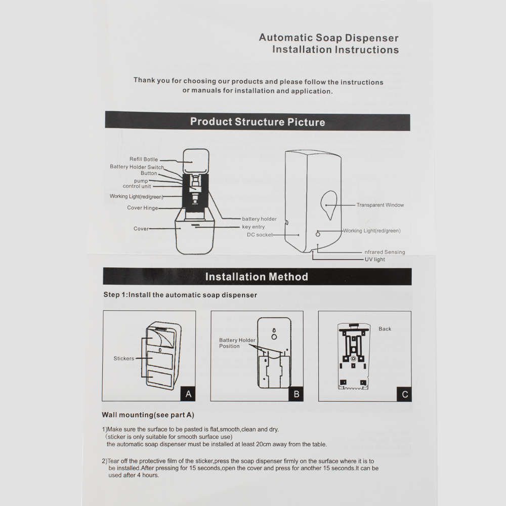 GFmark - Дозатор СЕНСОРНЫЙ, ДЕЗИНФЕКЦИЯ, пластик АБС, БЕЛЫЙ, большой, с окошком капля, 1000 мл, код: 715  - Вид №8