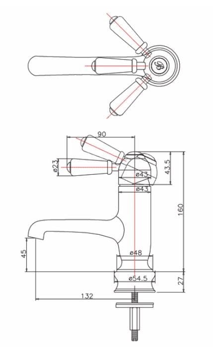 Однорычажный смеситель для раковины без слива Burlington CHELSEA REGENT ARCH-00062756 - Вид №2