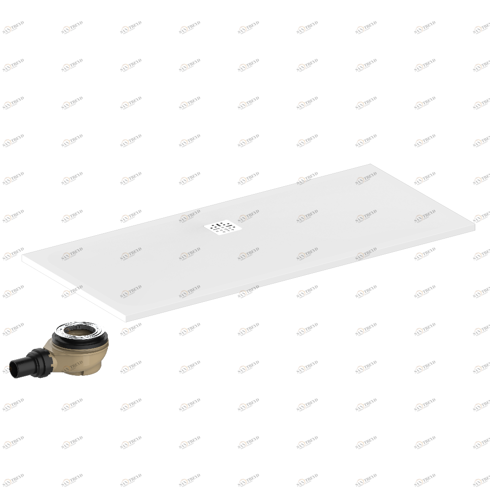 B15-R504 Душевой поддон POLLENSA 80 x 180 см, с выпуском и решеткой из матовой нержавеющей стали Thg-paris Поддоны Матовый белый 