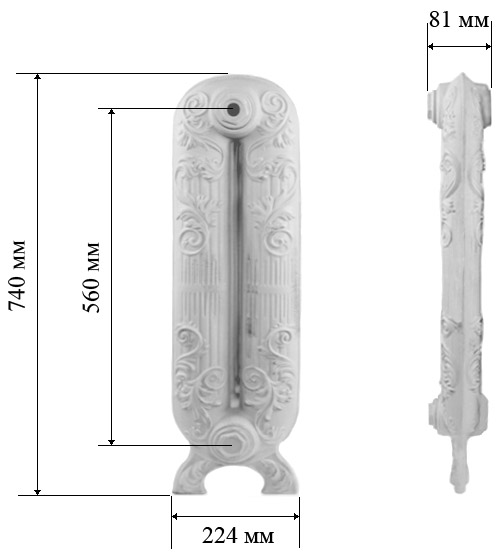 Чугунный радиатор RETROstyle Sheffield 560 10 секций 7128 - Вид №2