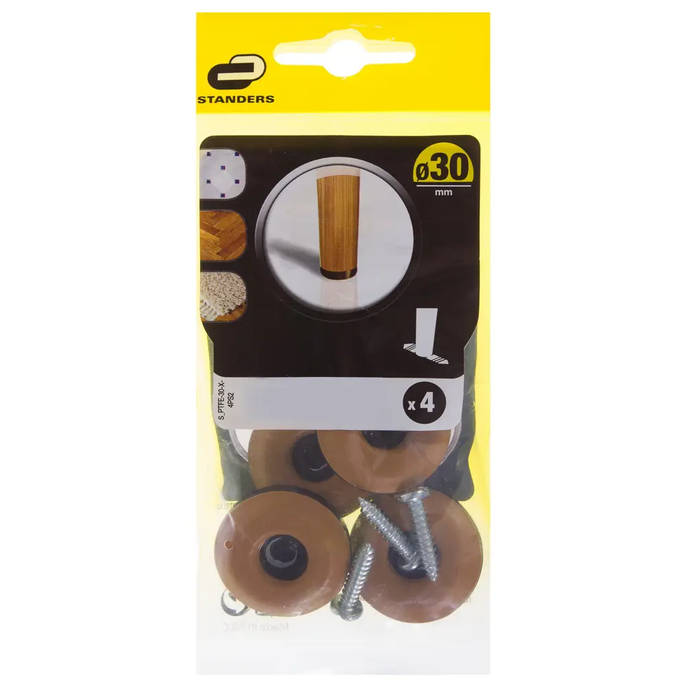 Набойки Standers PTFE 30 мм, круглые, пластик, цвет коричневый, 4 шт. 14155951 STLM-2175805  - Вид №3