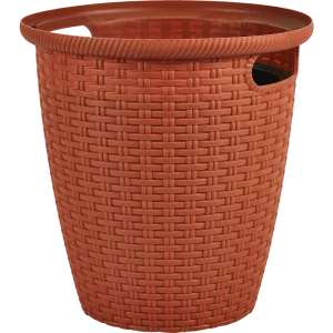Кашпо для цветов Ingreen Rattan ø26.6 h27.5 см v10 л пластик терракотовый 85114201 STLM-2126634