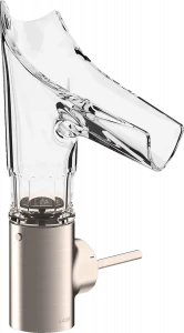 12123800 Смеситель для раковины 140, однорычажный, со стеклянным изливом и сливным гарнитуром, под фаску, AXOR STARCK V