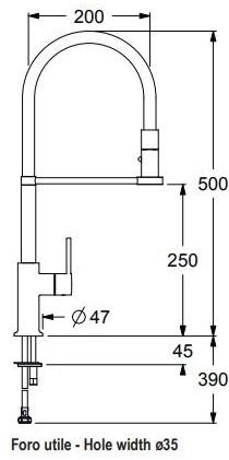 GUGLIELMI Кухонный смеситель, однорычажный, с вытяжным душем Semi-pro Fgsp29997 - Вид №2