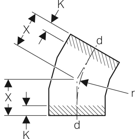 370.015.16.1 Отвод сегментный Geberit PE Geberit  - Вид №15