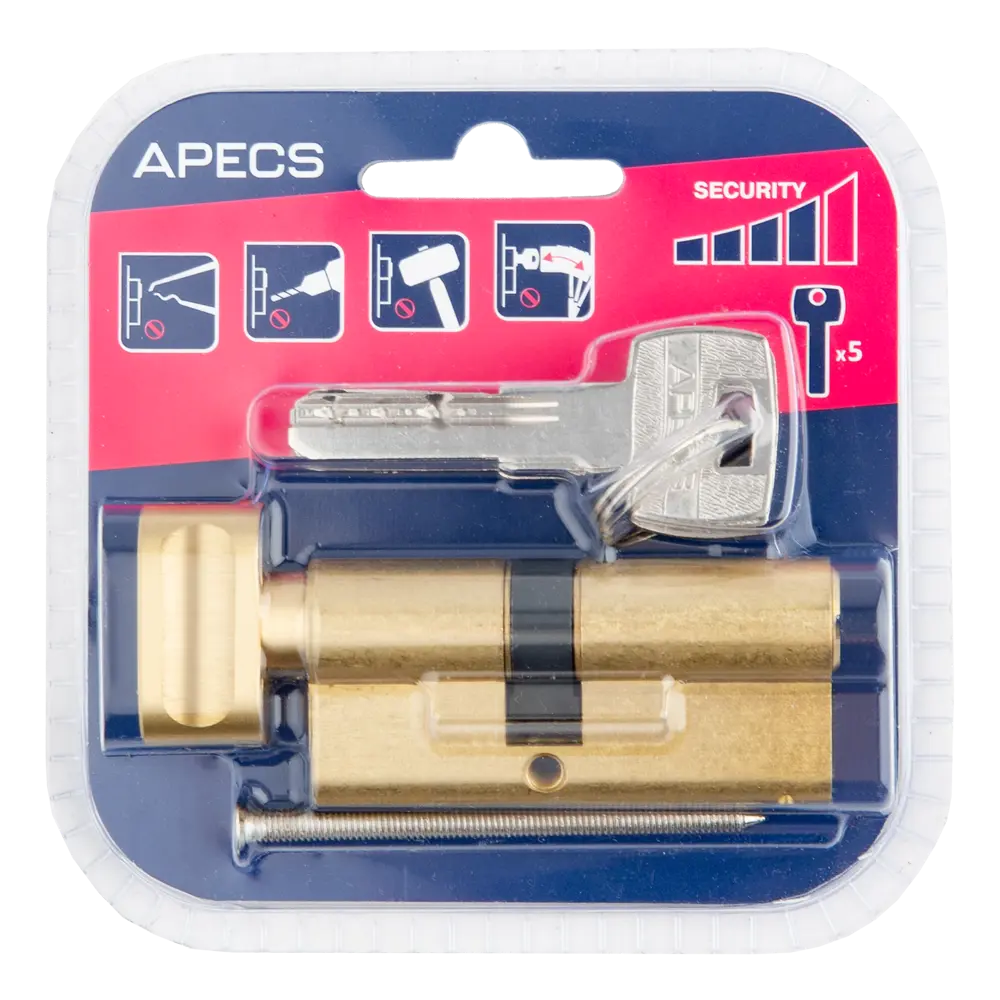 Цилиндр дверной APECS Pro с механизмом ключ-вертушка золотистый 85559784 PRO LM STLM-0063852 - Вид №3