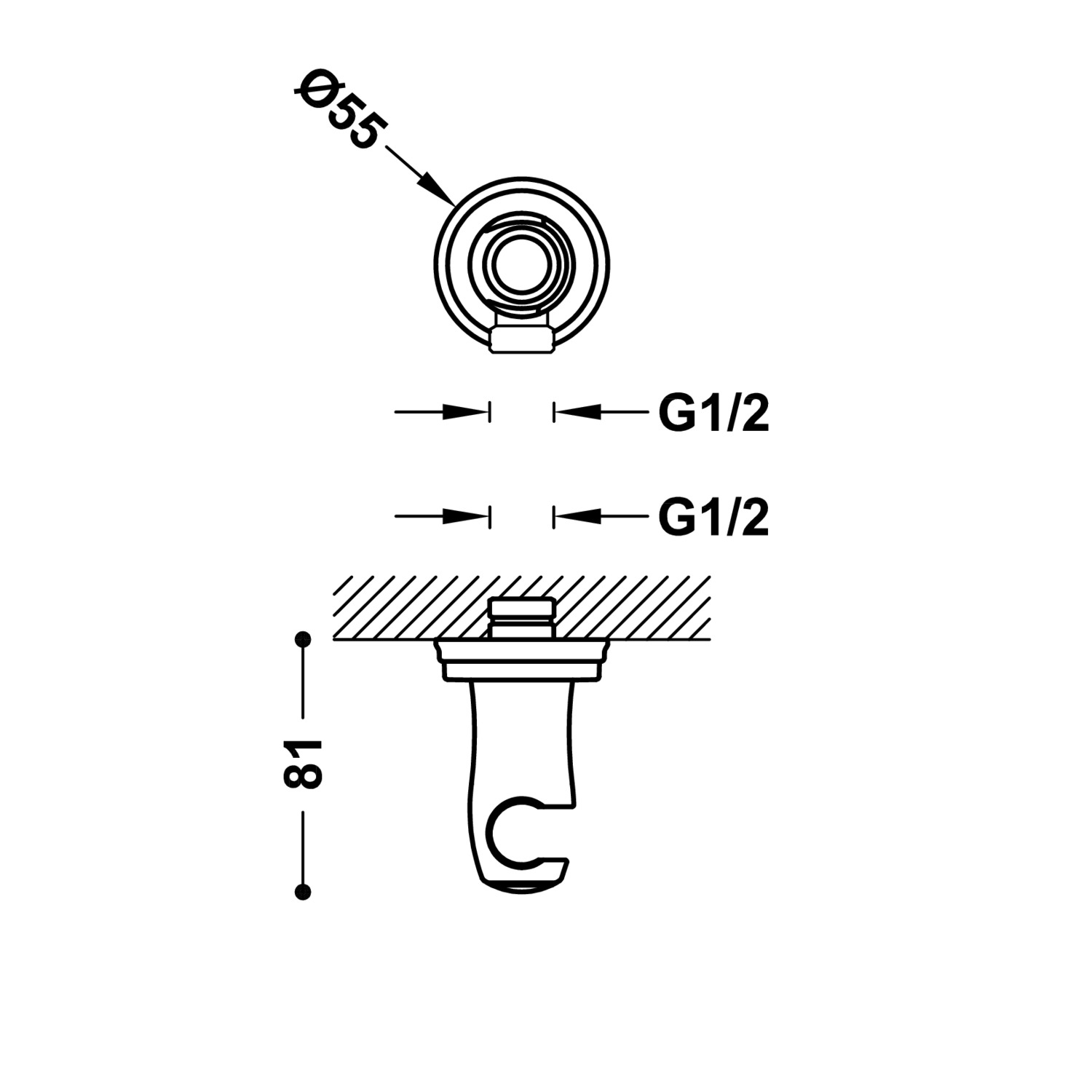 Фиксированная опора TRES CLASIC с подачей воды для ручного душа и шланга-24218201LM TRES RICAMBI - Вид №1