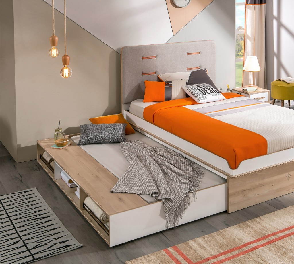 Кровать выдвижная детская с полками 90х190 см белая Dynamic CILEK DYNAMIC 00-3832132 Белый;бежевый Santreyd  - Вид №1