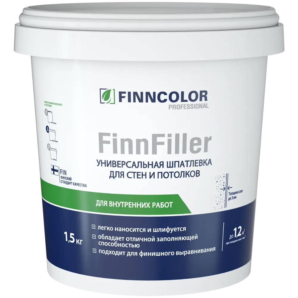 Шпаклевка акриловая финишная Finncolor Finnfiller 0.9 л 89344753 STLM-2120769 