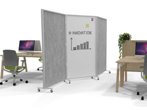 Звукопоглощающая офисная перегородка из войлока на колесах с классной доской