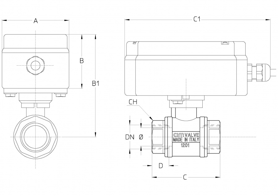 CIMBERIO CIM 702 112 Шаровой кран с электроприводом EMV110/130 ВР/ВР CIM 702  - Вид №1