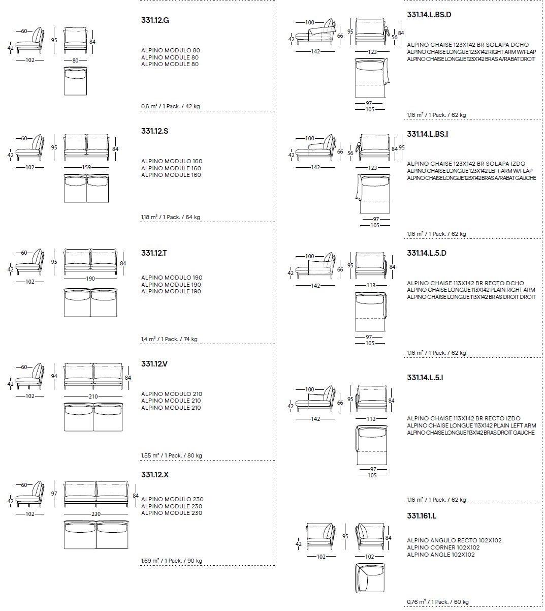 Sancal Диван из ткани с шезлонгом Alpino sun-id-1475119 - Вид №5
