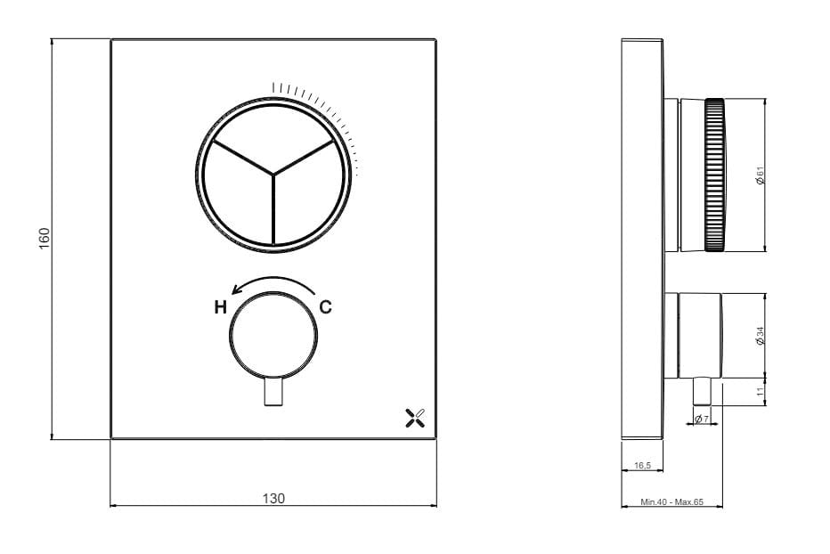 Встраиваемый термостатический смеситель для душа CROSSWATER MPRO ARCH-00087337 - Вид №3
